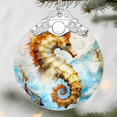 Imagem de Enfeites de Natal de cavalo-marinho: enfeites de árvore de Natal, decoração de férias para amantes de cavalos-marinhos, meias de estoque, ideias de presente, presentes de Natal e presentes de vida