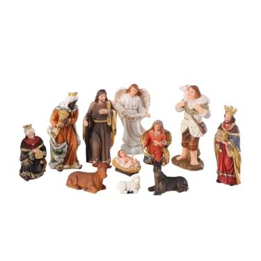 Imagem de Yinns Conjunto de Presépio da Sagrada Família para Interior, 11 Peças, Resina, Brilhante, 8,2 cm, Sólido, Natal