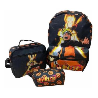 Imagem de Kit Mochila Escolar Juvenil Naruto Shipuden Infantil Costas - Outras M