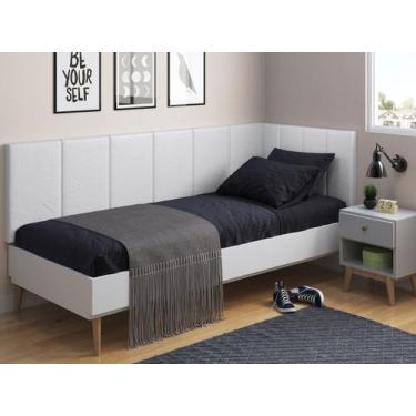 Imagem de Cabeceira em L para Cama Box Solteiro Proteção Lateral Estofada - Vári