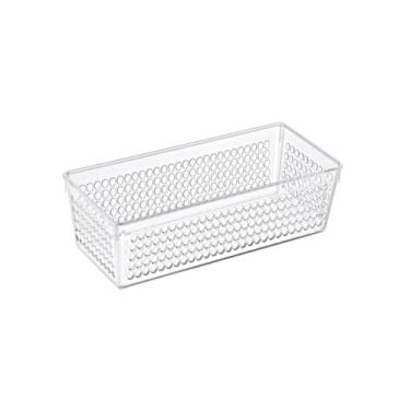 Imagem de Cesto Organizador Mood 26,6x11,4x6,2 cm Acrílico Transparente Multiuso – Ideal para Geladeira, Armário e Banheiro