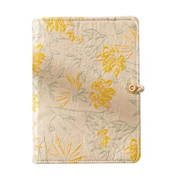 Imagem de WREWING A5 Caderno de flores bordado, caderno de encadernação de botão amarrado com corda, fichário recarregável com 6 anéis, papel de 180 páginas, fichários de agenda pessoal para uso diário e para