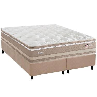 Imagem de Cama Box Queen: Colchão Molas Ensacadas Herval Maxspring Angres + Base Crc Suede Clean (158x198)