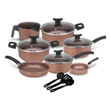 Imagem de Jogo de Panelas Teflon Atenas 10 Pçs Antiaderente Tampa de Vidro - Glo