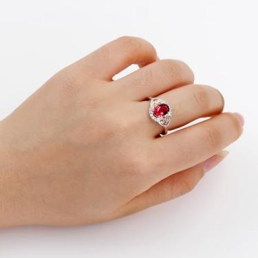 Imagem de Anel de halo de zircônia cúbica oval para mulheres azul vermelho laranja anel elegante para mãe, noiva, amiga, aniversário, casamento, uso diário, joias YC6494, Latão Zircônia cúbica, Sem pedra