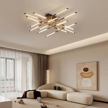 Imagem de Luminária de teto LED moderna, dimerizável, com controle remoto, para sala de estar, quarto, cozinha e sala de jantar (16 lâmpadas).