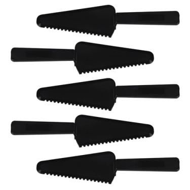 Imagem de Servidor de cortador de bolo de plástico embalado individualmente de 23 cm – Faca de espátula preta para torta, pizza, pastelaria, casamento e buffet (preto, 5)