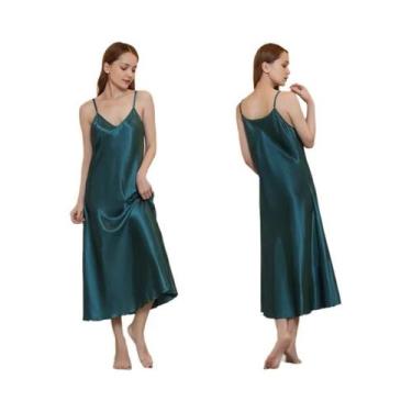 Imagem de Camisola feminina elegante e sexy com decote em V, saia de dormir eleg