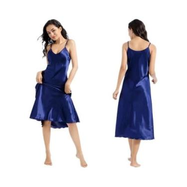 Imagem de Camisola feminina elegante e sexy com decote em V, saia de dormir eleg