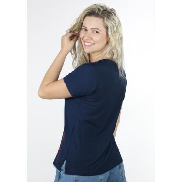 Imagem de Blusa Pau a Pique Básica com Silk Azul Marinho