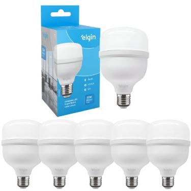 Imagem de Kit 5 Lâmpadas Led Super Bulbo 20w Alta Potência Bivolt Branco Frio El
