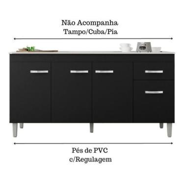 Imagem de Balcão Multiuso Gabriela 150cm Preto Sem Tampo Ajl Móveis, Preto