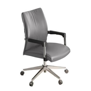 Imagem de Cadeira ergonômica ajustável para escritório, confortável, couro PU, mesa giratória ajustável e para sala de reuniões e uso doméstico (cinza)