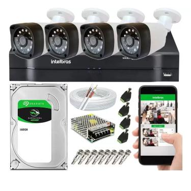 Imagem de Kit Cftv 4 Câmeras Segurança Hd Dvr Mhdx Intelbras Full hd