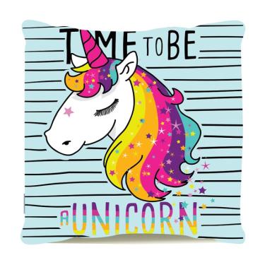 Imagem de Almofada Decorativa Cheia Personalizada Unicórnio Time To Be
