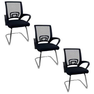 Imagem de  Kit 3 Cadeiras de Escritório Begônia Oficial Fixa