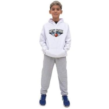 Imagem de Conjunto Moletom Infantil Canguru Estampa New York Basketball Com Calça Estiloso Quenti...