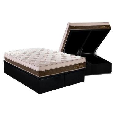 Imagem de Cama Box Baú King: Colchão Molas Ensacadas Plumatex Masterpocket Personalle + Base Black(193X203)