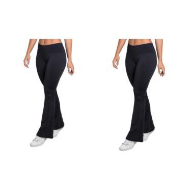 Imagem de Kit 2 Calças Bailarina Flare Suplex Cintura Alta Cinza Preto-Feminino