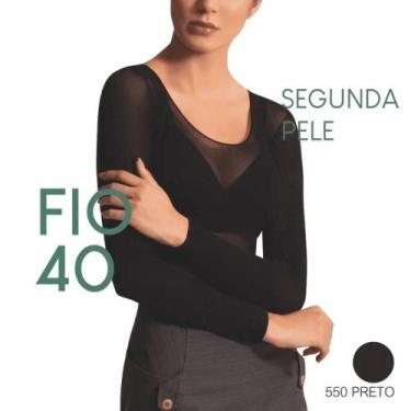 Imagem de Segunda Pele Selene Fio 40 Manga Longa Gola Decotada 9100.001, Preto, 
