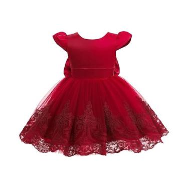 Imagem de Vestido De Princesa Vermelho Com Bordado Em Renda E Laço Grande Para M