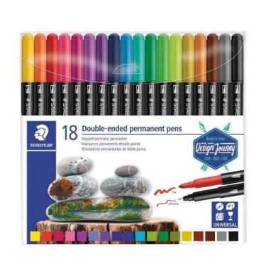 Imagem de Caneta Permanente Staedtler Ponta Dupla 18 Cores 3187 TB18
