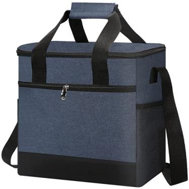 Imagem de KEAIDO Lancheira com isolamento térmico, lancheira portátil, reutilizável, térmica, à prova d'água, para escola, escritório, trabalho com alça de ombro ajustável, bolsa organizadora de piquenique de grande capacidade de 15 litros (azul)