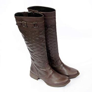 Imagem de bota feminina, estilo montaria em legitimo couro bovino, forrada em tecido espumado modelo 208 cla (38, 208 N.Mestiço Cafe)