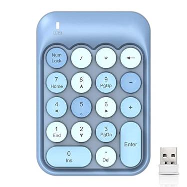 Imagem de Teclado numérico de 2,4 G, teclado numérico sem fio com 18 teclas com mini receptor USB (azul)