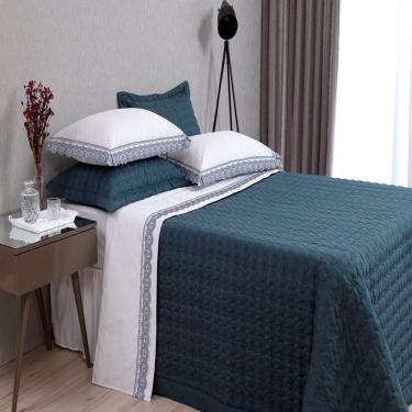 Imagem de Cobreleito Queen Lavive Vira Doblo Monreale Azul Petroleo