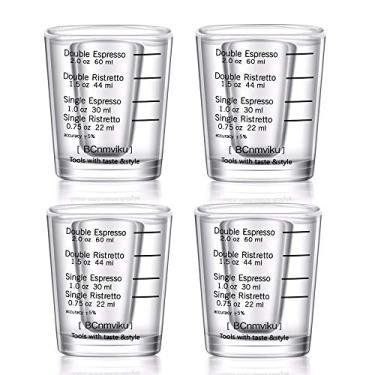 Imagem de NCnnwovf Copos de shot copo medidor líquido base pesada copo de vinho café expresso copo de dose medida 60 ml conjunto de vidro para uísque, tequila, vodka, presentes de aniversário mulheres e homens,