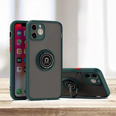 Imagem de Capa de proteção de lente de câmera de luxo para iphone 11 12 13 14 pro max x xr xs max 6 7 8 plus suporte de suporte de anel traseiro capa fosca, verde agulha de pinho, para iphone 12pro max
