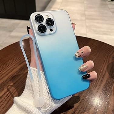 Imagem de Capa Gradient Frosted Lanyard para iPhone 14 Pro Max 13 12 14pro 14 Plus Matte Hard PC Camera Film Protector Capa Alça de Pulso, T7, Para iPhone 14 Pro