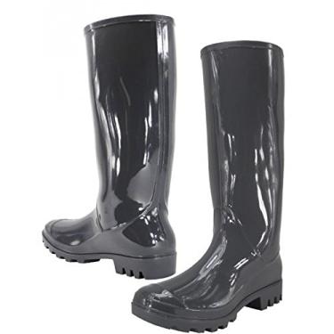 Imagem de Botas de chuva femininas elegantes à prova d'água de borracha para mulheres, Cinza, 7