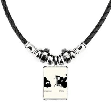 Imagem de DIYthinker Kit de bateria musical de música com padrão de energia, colar com pingente de corda de couro