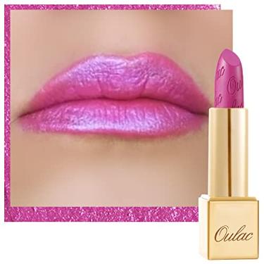 Imagem de Oulac Batom feminino Metallic Shine roxo e rosa, batom de alto impacto com fórmula cremosa hidratante, beleza vegana, cobertura total, cor labial 4,3 g/0,15 oz (velocidade (15))