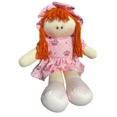 Imagem de Boneca de Pano Artesanal 30cm Nicho Pelucia Decoração Brinquedo Menina Menino (Laura - Cabelo Ruivo)