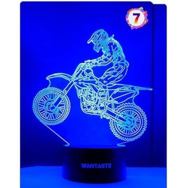 Imagem de Salunhey Lâmpada de motocross 3D para quarto de meninos e meninas, brinquedos de decoração de bicicleta suja, presentes de cabeceira para crianças, bebês, 7 cores que mudam de luz noturna com bateria