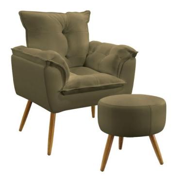 Imagem de Kit Poltrona Almofadada Decorativa Beta e Puff Solar N-029 Veludo Capu