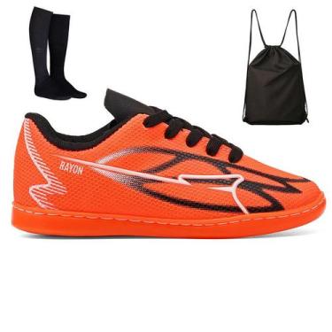 Imagem de Kit Chuteira Infantil Futsal Meninos Quadra Futebol de Salão + Mochila