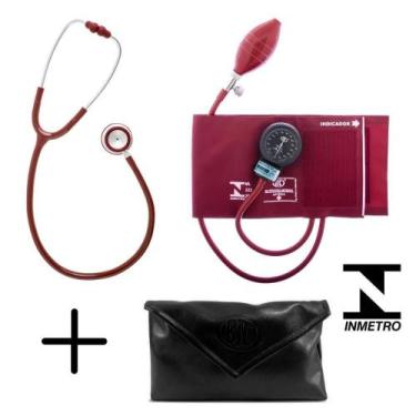 Imagem de Conjunto Esfigmomanômetro + Estetoscópio Vinho Garantia Bic - Bic - Be