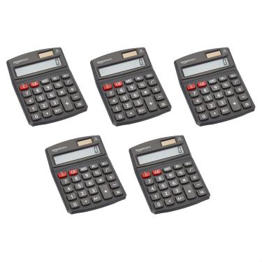 Imagem de Calculadora Amazon Basics LCD de 8 dígitos para desktop preta - pacote com 5