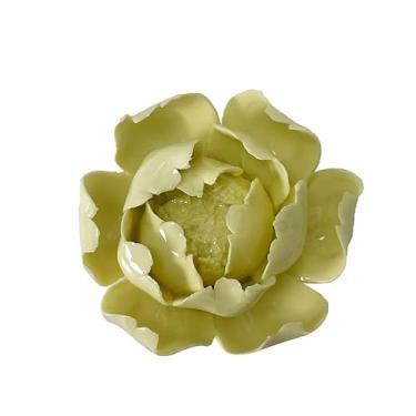 Imagem de Botão de flor de peônia, arte de parede de flores de cerâmica de 8 cm, decoração de arte de parede de flor artificial 3D, escultura de parede feita à mão, decoração de parede de flor de porcelana para