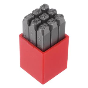 Imagem de HARFINGTON Conjunto de 9 peças de carimbos numéricos 1/10.2 cm 6 mm de altura, ferramentas de prensa de perfuração, conjunto de carimbos metálicos, martelo, punção manual para metal, plástico,