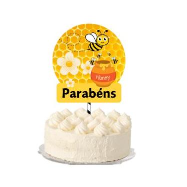 Imagem de Topo de Bolo Abelhinha Personalizado - Folia de Cores