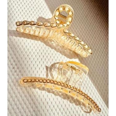 Imagem de Kit 2 Prendedor Piranha De Cabelo Acetato Detalhe Corrente - sem marca