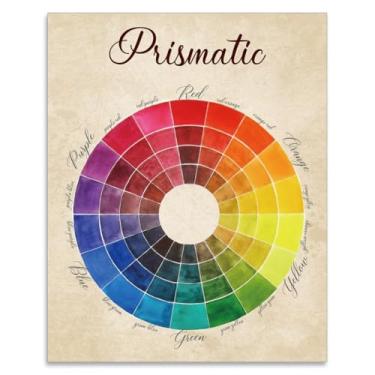 Imagem de SUPERDANT 1 peça de impressão de arte de parede de roda colorida desenhada à mão roda de prisma colorida arte de cartaz arte de papelão branco decoração de parede para casa sala de aula decoração de