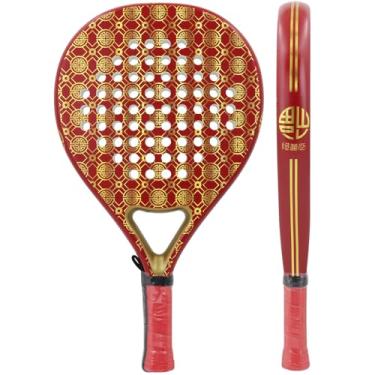 Imagem de AMA SPORT Raquete de padel com superfície de fibra de carbono com memória EVA Flex Foam Core Raquete de tênis de padel leve (vermelha)