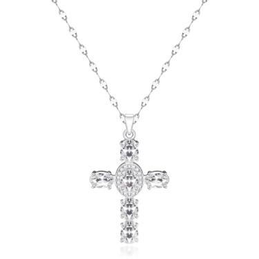 Imagem de MISS RIGHT Colar com cruz, banhado a ouro 18 K, banhado a prata, zircônia cúbica, cruz, colares com pingente de fé, moderno, de aço inoxidável, minimalista, joias, presentes, ouro, masculino, cruz,