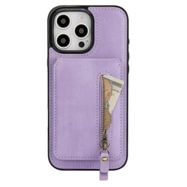 Imagem de HJZSZX Para Samsung S24 Ultra Carregamento sem fio magnético Couro Zip Wallet Card Phone Case (para Samsung S24 Ultra/Roxo)